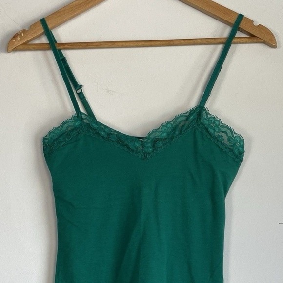 Womens Y2K Lace Trim Cami Tank Top Size M Longline Coquette - Picture 2 of 9